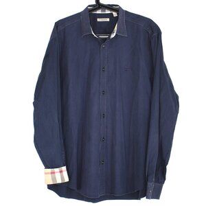 Burberry Brit Mens 2XL Embroidered Nova Plaid Flip Cuff Button Up Shirt B1117